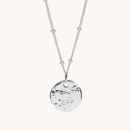 Silver Hammered Necklace with Bead Chain